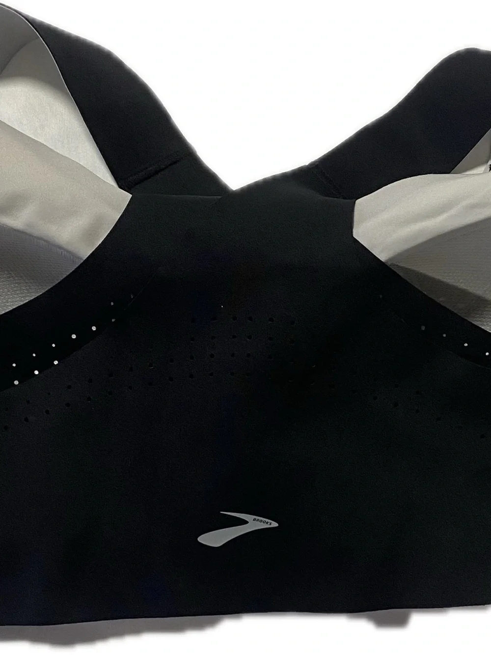 Brooks Black Racerback Seamless Sports Bra with Perforated Front